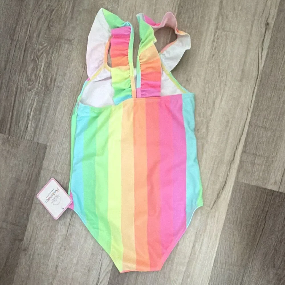 Girls Rainbow Swimsuit Size 4 NWT A4